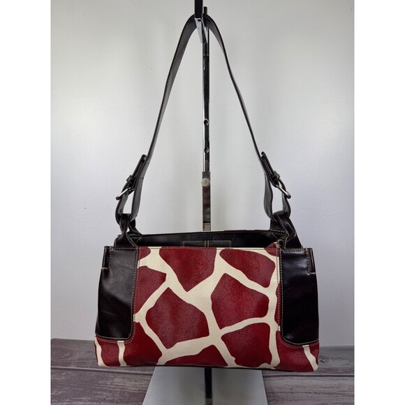 Nine & Co. Red and Brown Giraffe Print Shoulder Bag - Picture 3 of 16